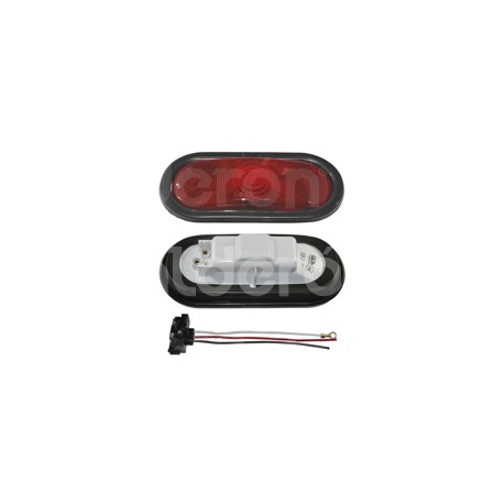 PLAFON SELLADO OVAL MICA PLANA CON FOCO ROJO 2250-Paquete:1.00